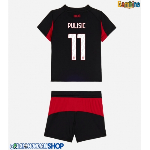 Maglie da calcio AC Milan Christian Pulisic #11 Prima Maglia Bambino 2025-26 Manica Corta + Pantaloni corti)